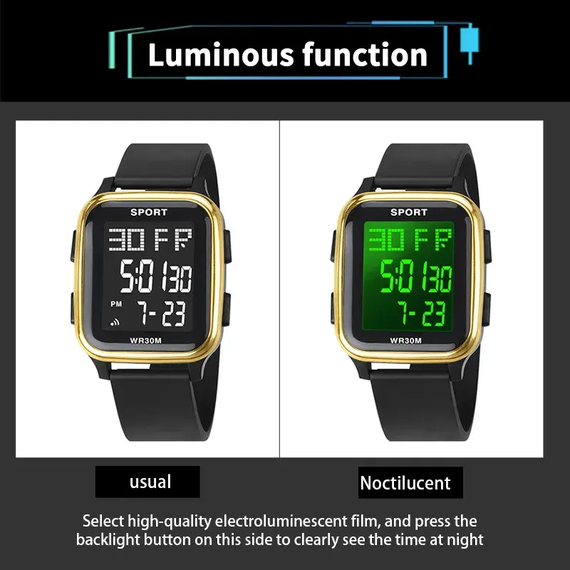 Sports Watch for Men Waterproof Multifunction Electronic Watch Ultra-thin Men's LED Digital Wristwatch for Man Student