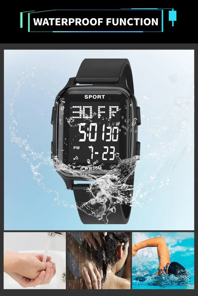 Sports Watch for Men Waterproof Multifunction Electronic Watch Ultra-thin Men's LED Digital Wristwatch for Man Student