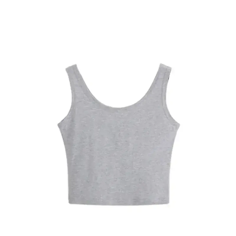 High Waisted Short Cut with Exposed Navel, Worn on The Outside, with A Small Suspender Vest and Sleeveless Top Underneath Female