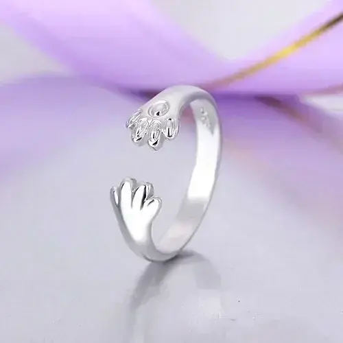 Newest Women Vintage Style Jewelry Girls Lovely Party Ring Fashion Small Hand 925 Sterling Silver Needle Finger Rings Lover Gift