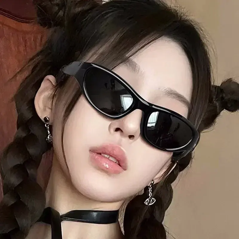 Popular Women's Sunglasses 2024 Punk Sunglasses Unique Oval Sun Glasses Men Goggle Shades Mirror Colorful Y2K Eyewear