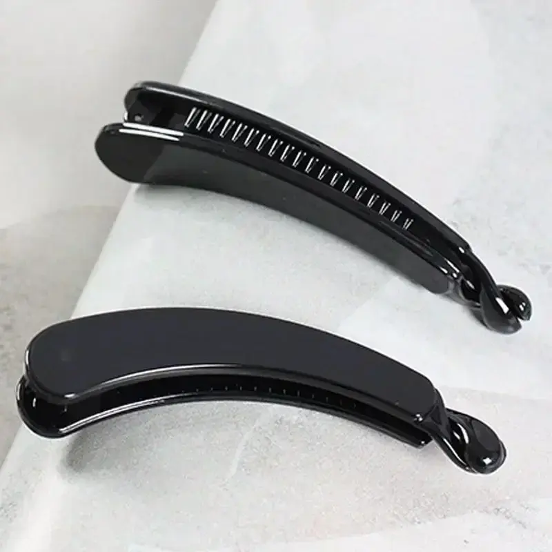 11cm Black Round Banana Clip Korean Style Women Lady Scrunchie Ponytail Hairbrush Fashion Hair Clips 2025 Lazy Accessories