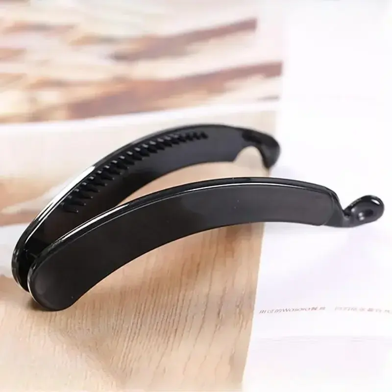 11cm Black Round Banana Clip Korean Style Women Lady Scrunchie Ponytail Hairbrush Fashion Hair Clips 2025 Lazy Accessories