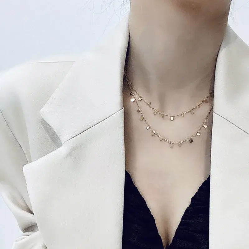 316L Simple Stainless Steel Round Small Hanging Piece Necklace Titanium Steel Jewelry Wholesale Necklaces for Women