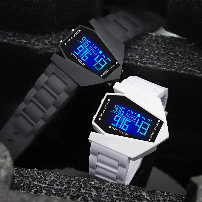 New Creative Digital Watches for Kids Luminous Wateproof Silicone Strap Sports Watch Multifunction Alarm Clock Sports Watch