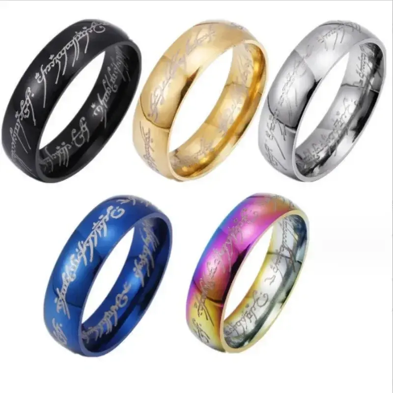 2024 Trendy Stainless Steel Laser Engraving Exquisite Couples Wedding Rings for Men and Women Fashion Movie Jewelry Gifts