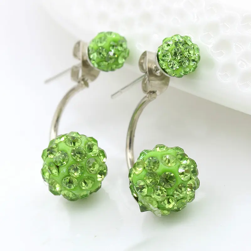 Fashion Stainless Steel Stud Earrings for Women Double Ball Pearl Ear Women Stud Earrings Crystal Rhinestone Pendientes Jewelry