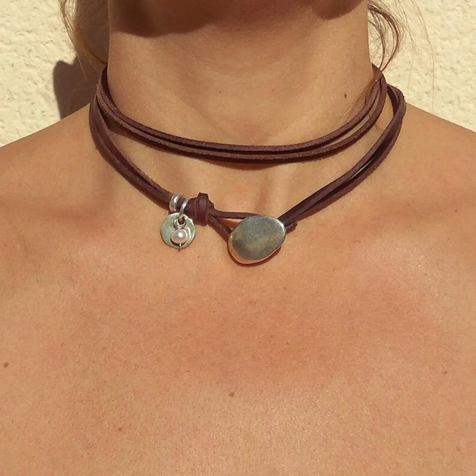 New Bohemian Style Leather Rope Turquoise Pendant Necklace for Women Vintage Simple Jewelry Gifts Necklace Accessories