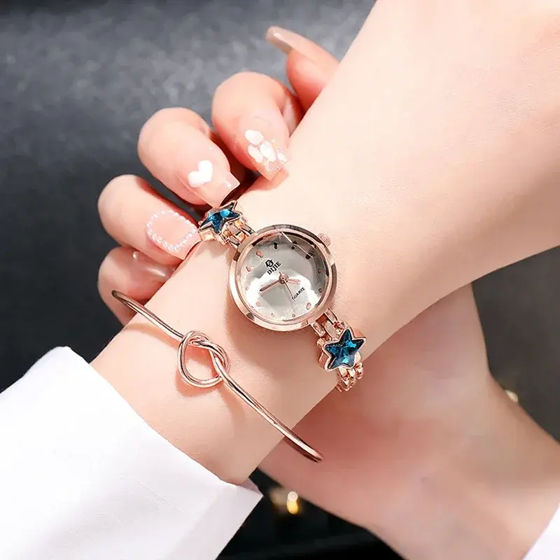 Blue Lucky Star Ladies Watch Korea Style Female Students Wristwatches Fashion Women Elegant Bracelet Relojes Mujer