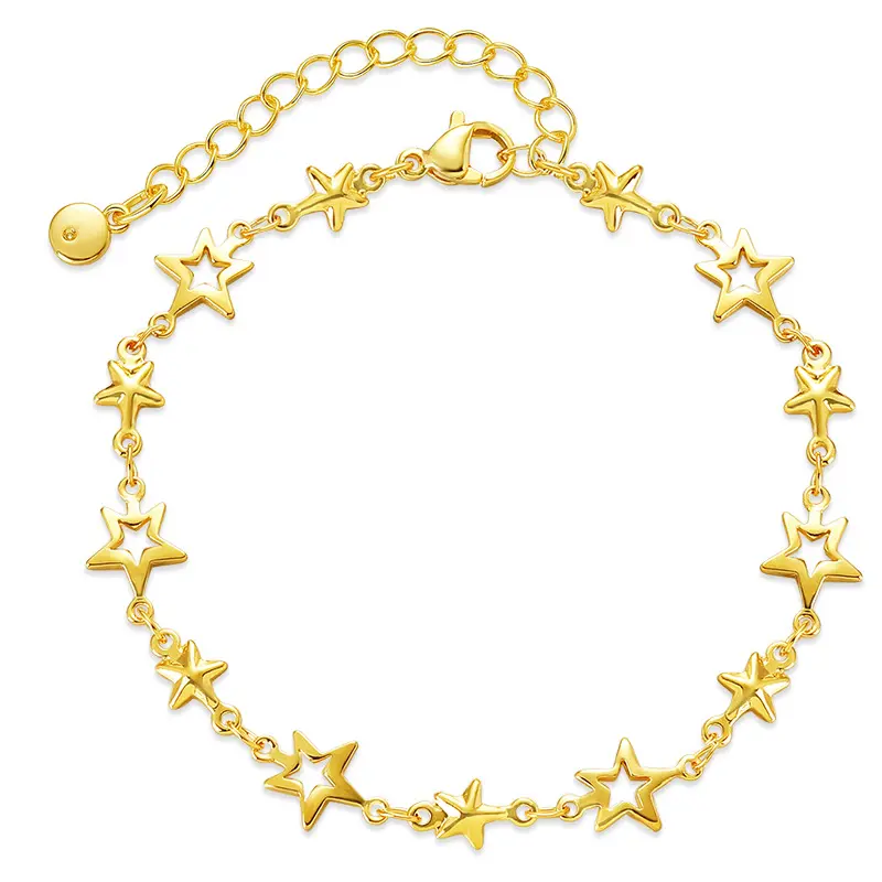 Stainless Steel Metal Hollow Star Chain Bracelets for Man Women Gold Silver Color Pentagram Pendant Bracelet Jewelry Gifts