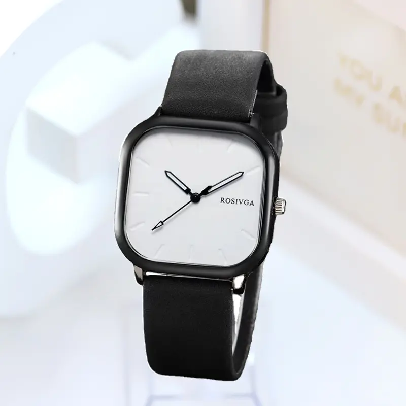 2025 New Fashion Watch Simple Square Dial PU Leather Quartz Men Business Watch Wristwatch for Men Clock for Women Montre Homme