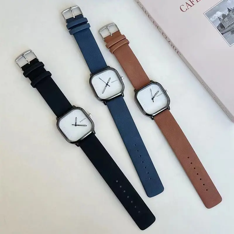 2025 New Fashion Watch Simple Square Dial PU Leather Quartz Men Business Watch Wristwatch for Men Clock for Women Montre Homme