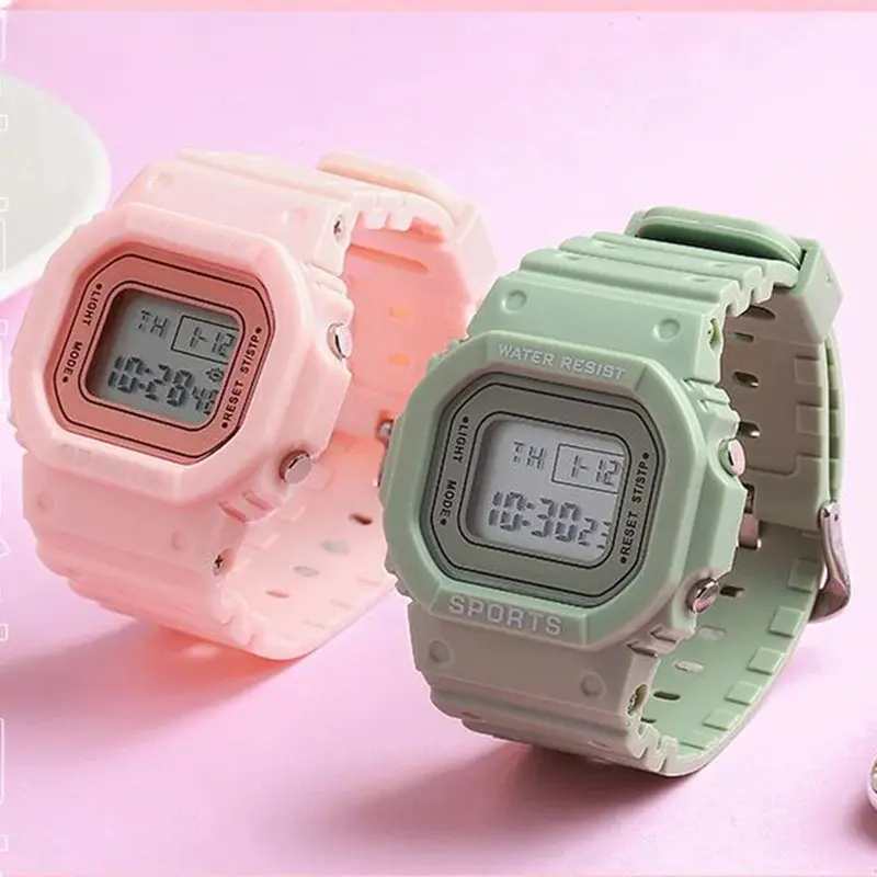 New Sports Watch Boys Girls Student LED Electronic Watch Colorful Men Women Square Digital Watches Waterproof Rubber Clock