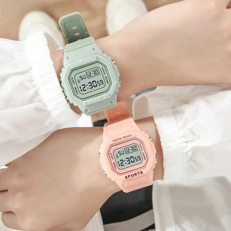 New Sports Watch Boys Girls Student LED Electronic Watch Colorful Men Women Square Digital Watches Waterproof Rubber Clock