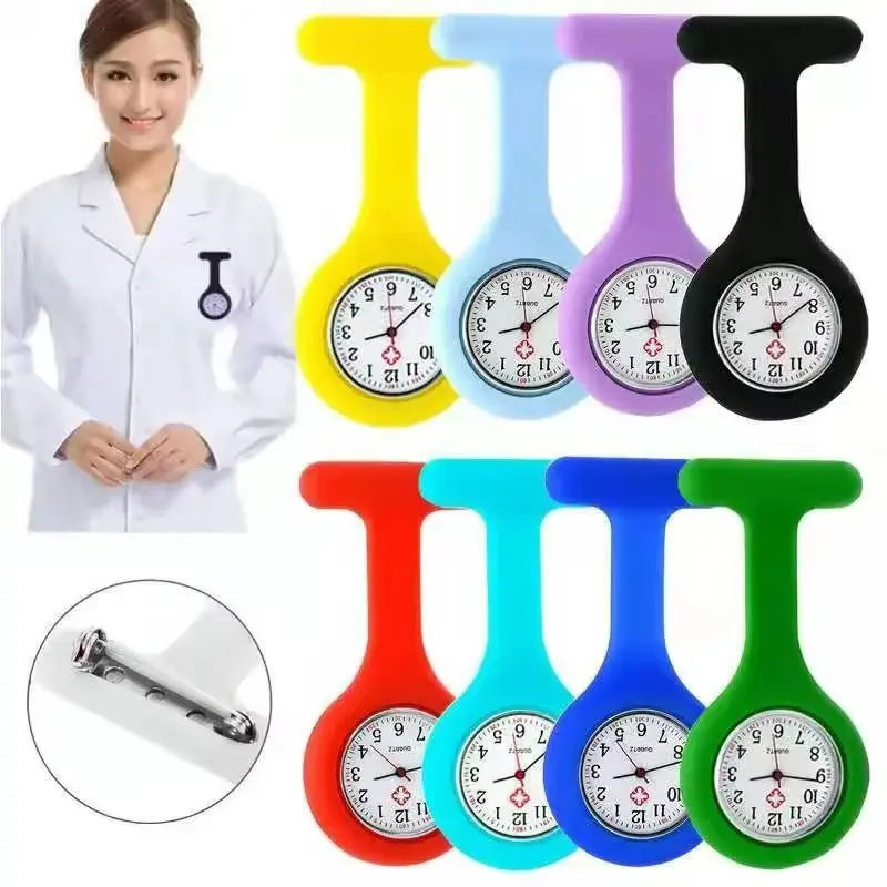 Silicone Nurse Watch Unisex Watches Clock Fashion Student Pocket Watches Brooch Tunic Fob Watch with Free Battery Doctor Medical