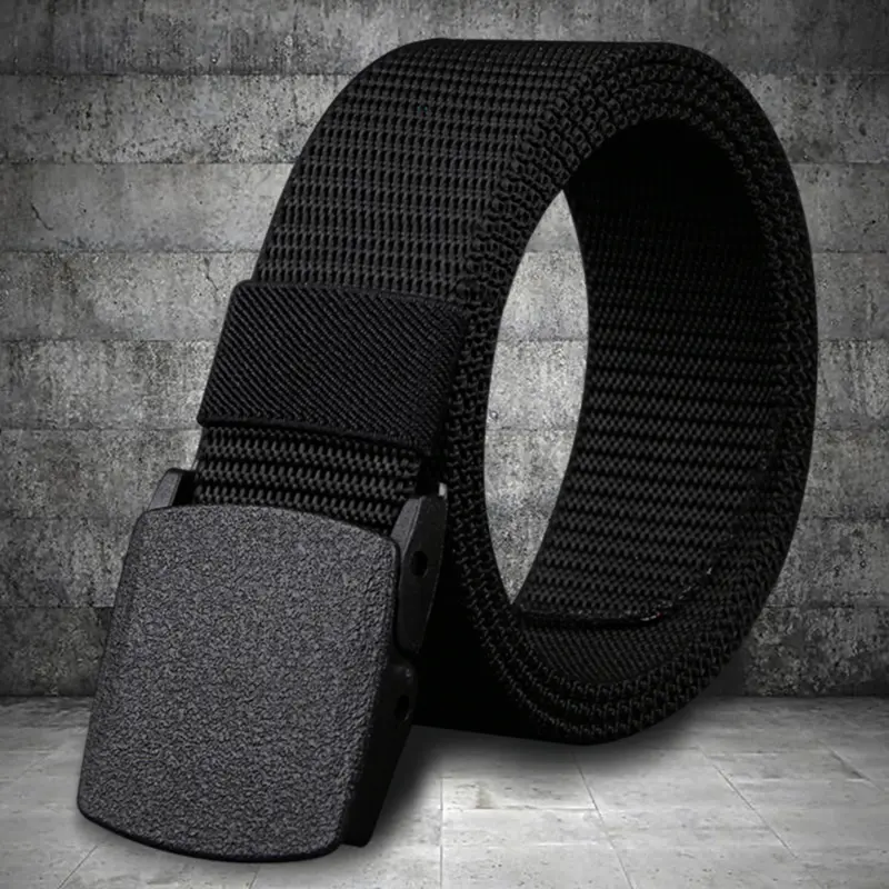 Men's Belt Casual Lightweight Breathable Outdoor Automatic Buckle Training Security Check Male's Canvas Belts