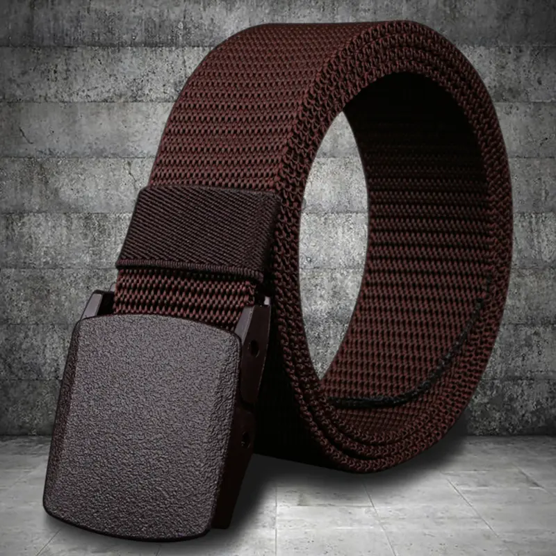 Men's Belt Casual Lightweight Breathable Outdoor Automatic Buckle Training Security Check Male's Canvas Belts