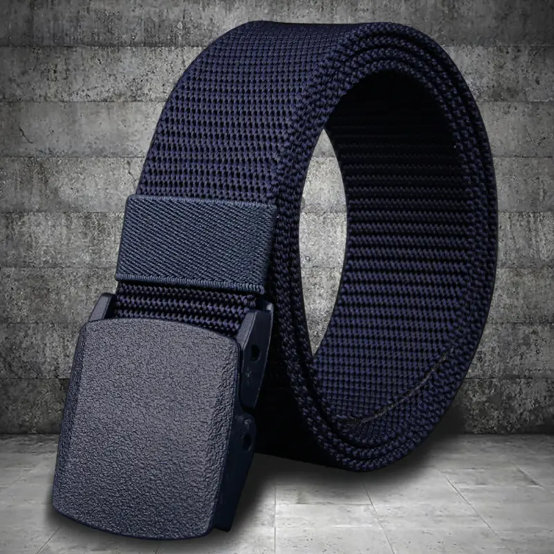 Men's Belt Casual Lightweight Breathable Outdoor Automatic Buckle Training Security Check Male's Canvas Belts