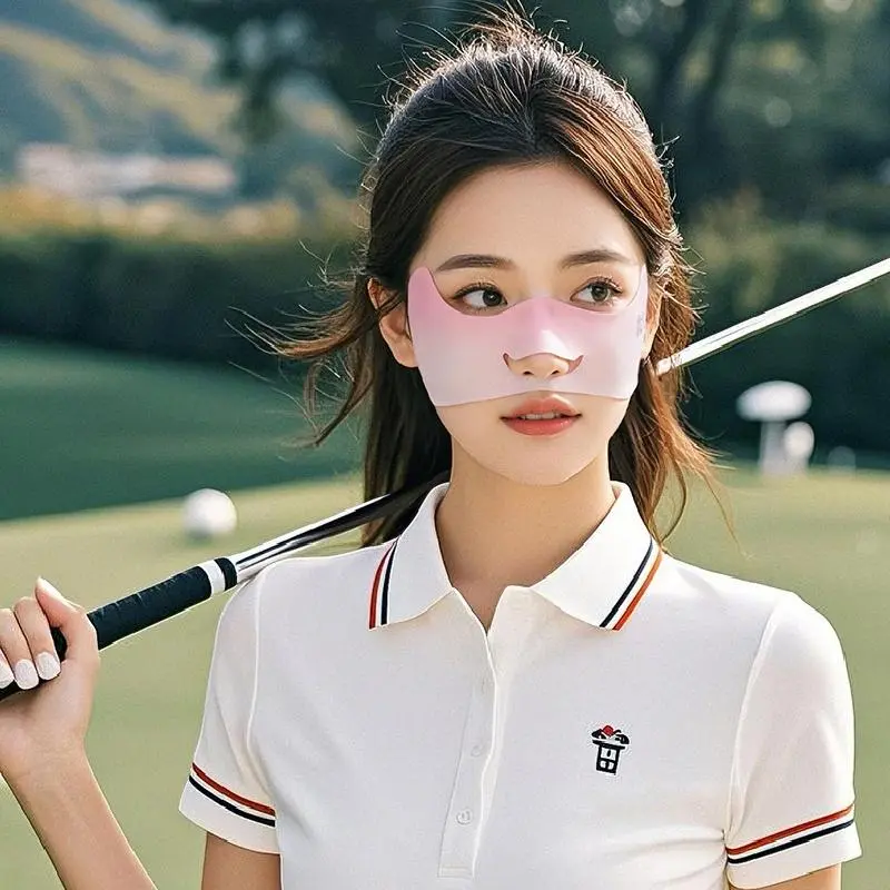 Ice Silk Sunscreen Mask for Women Outdoor UV Protection Sun Shading Ladies' Breathable Golf Hanging Ear Mask