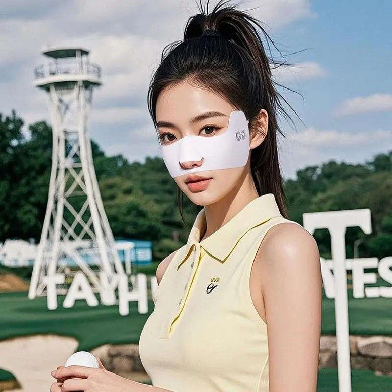 Ice Silk Sunscreen Mask for Women Outdoor UV Protection Sun Shading Ladies' Breathable Golf Hanging Ear Mask