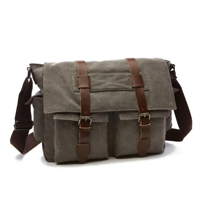 High Quality Men Business Messenger Bags Shoulder Bag Large Capacity Canvas Crossbody Pack Retro Casual Office Travel Bag New