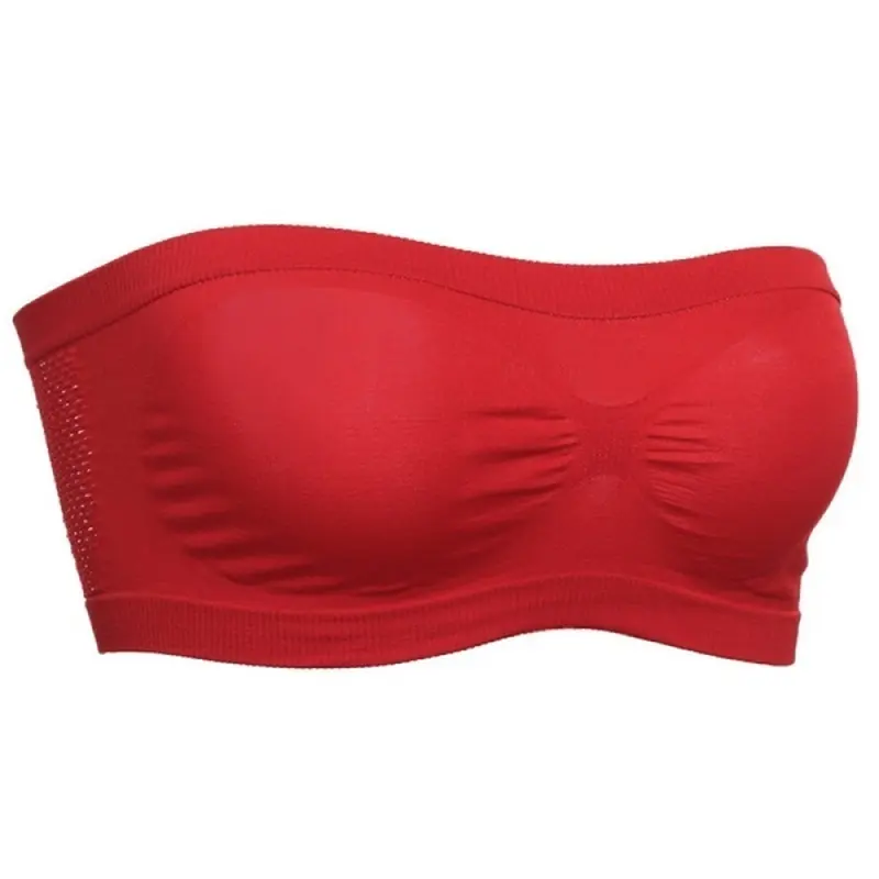 Women Sexy Strapless Crop Top Bra No Chest Cushion Brassiere Breathable Mesh Invisible Strapless Chest Wraps Tube Tops Summer