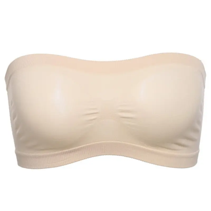 Women Sexy Strapless Crop Top Bra No Chest Cushion Brassiere Breathable Mesh Invisible Strapless Chest Wraps Tube Tops Summer