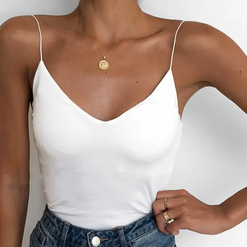2023 Summer Sexy Women Thin Wild Solid Camis Vest Tank Tops Female Strap Basic Tops Slim Sleeveless Camisole
