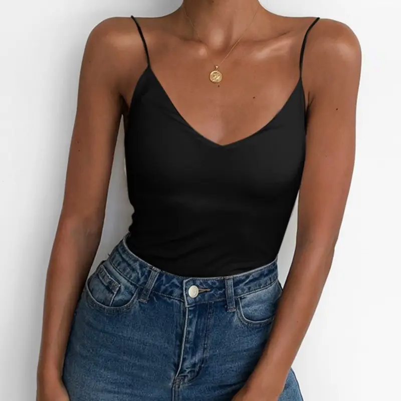 2023 Summer Sexy Women Thin Wild Solid Camis Vest Tank Tops Female Strap Basic Tops Slim Sleeveless Camisole