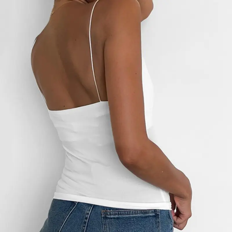2023 Summer Sexy Women Thin Wild Solid Camis Vest Tank Tops Female Strap Basic Tops Slim Sleeveless Camisole
