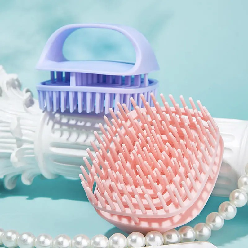 Silicone Household Hair Brush Scalp Cleaning Massage Brushes Dry and Wet Dual-use Handheld Hair Brush