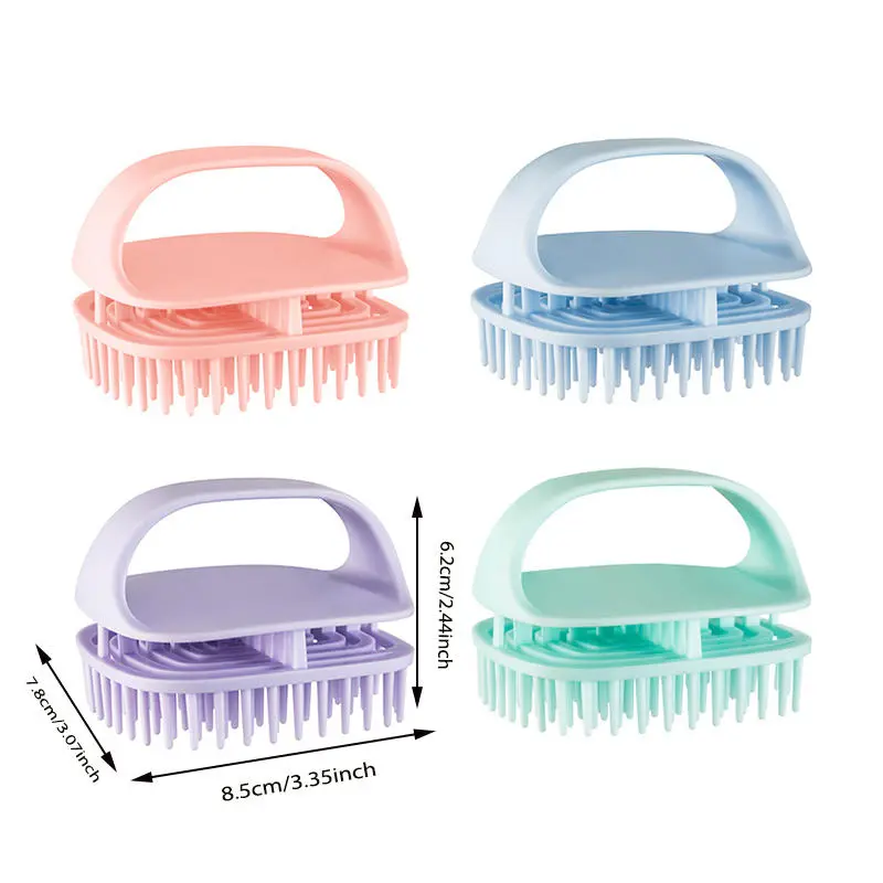 Silicone Household Hair Brush Scalp Cleaning Massage Brushes Dry and Wet Dual-use Handheld Hair Brush