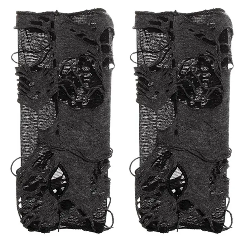 Broken Slit Sexy Gothic Fingerless Gloves Halloween Ripped Holes Cosplay Party Dress Up Accessories