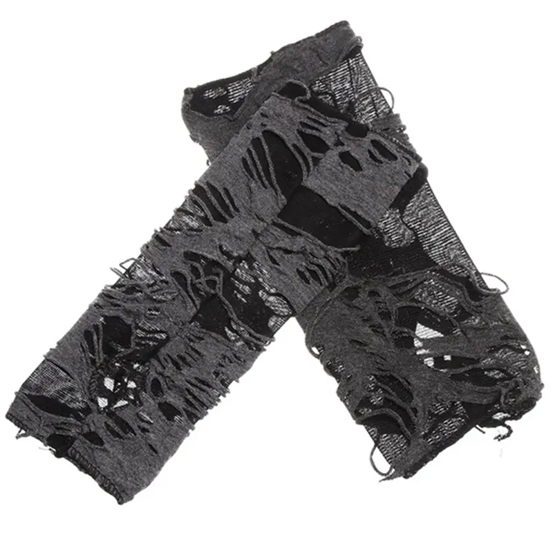 Broken Slit Sexy Gothic Fingerless Gloves Halloween Ripped Holes Cosplay Party Dress Up Accessories