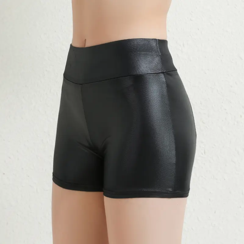 Sexy Nightclub Costumes Shorts Women PU Leather Shorts High Waist Solid Color Button Black Pants Fashion Summer