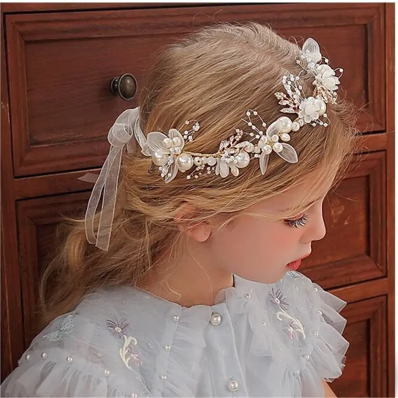 Headband And Wrist flower Pearl Crystal Corsage Bridesmaid Children Hand Flower Marriage Beautiful Bride Wedding Accessories