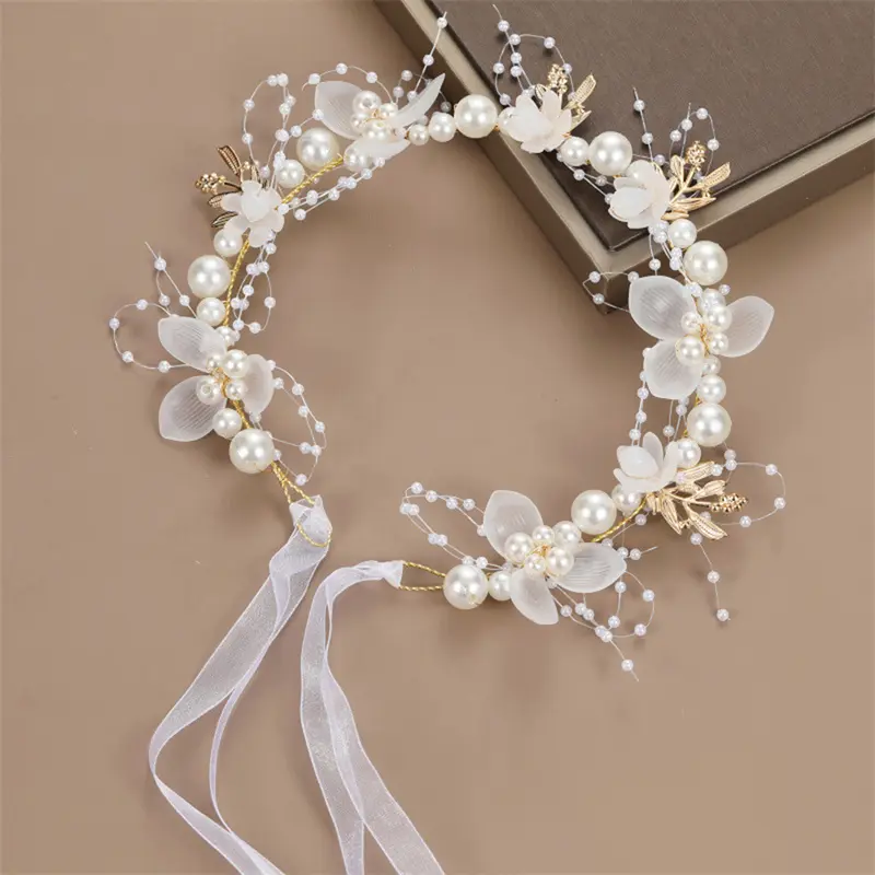 Headband And Wrist flower Pearl Crystal Corsage Bridesmaid Children Hand Flower Marriage Beautiful Bride Wedding Accessories