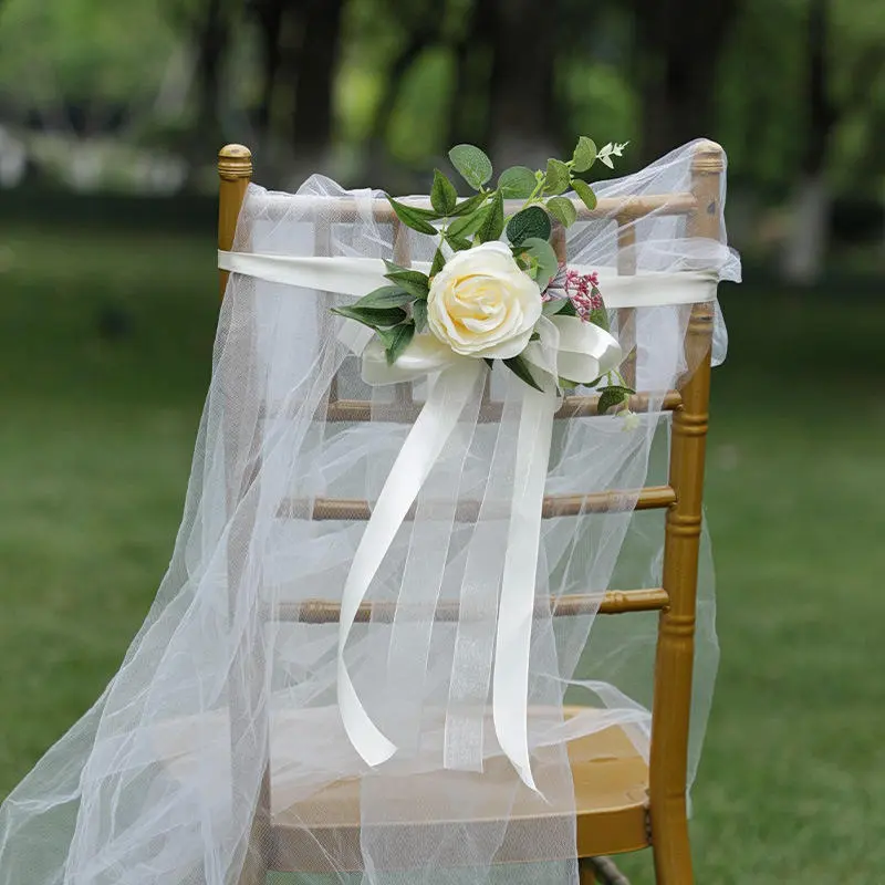 Outdoor Forest Simulation Flower Decoration Wedding Party Leaning Decoration Chair Back Flower Green Plant Simulation Flower