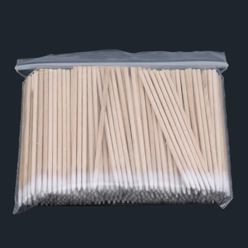 7cm 100/300Pcs Wooden Tip Cotton Stick Long Wooden Handle Tip Semi Permanent Embroidered Cotton Swabs