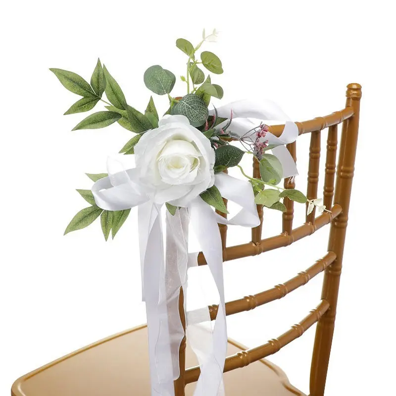 Outdoor Forest Simulation Flower Decoration Wedding Party Leaning Decoration Chair Back Flower Green Plant Simulation Flower
