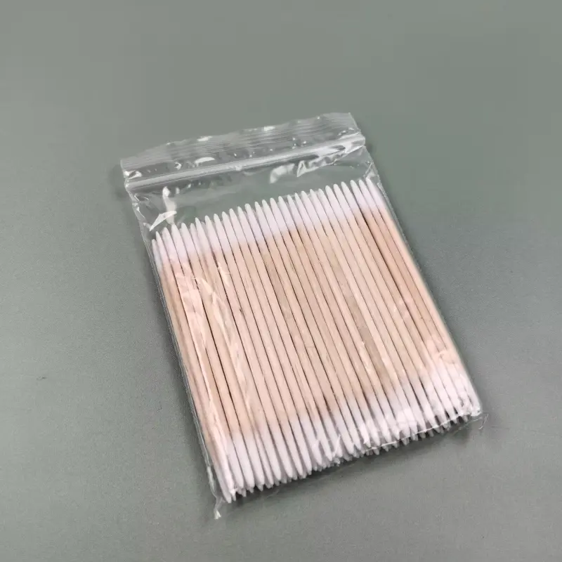 7cm 100/300Pcs Wooden Tip Cotton Stick Long Wooden Handle Tip Semi Permanent Embroidered Cotton Swabs