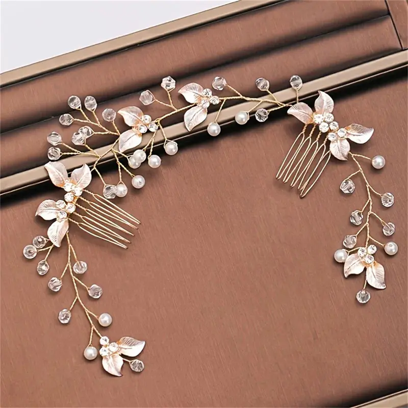 Women Flower Comb Headwear Wedding Hair Accessories Fashion Shaped  Bride Insert Hair Clip Jewelry Fashion Headwears