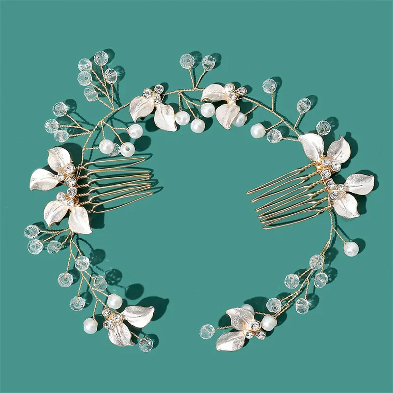 Women Flower Comb Headwear Wedding Hair Accessories Fashion Shaped  Bride Insert Hair Clip Jewelry Fashion Headwears