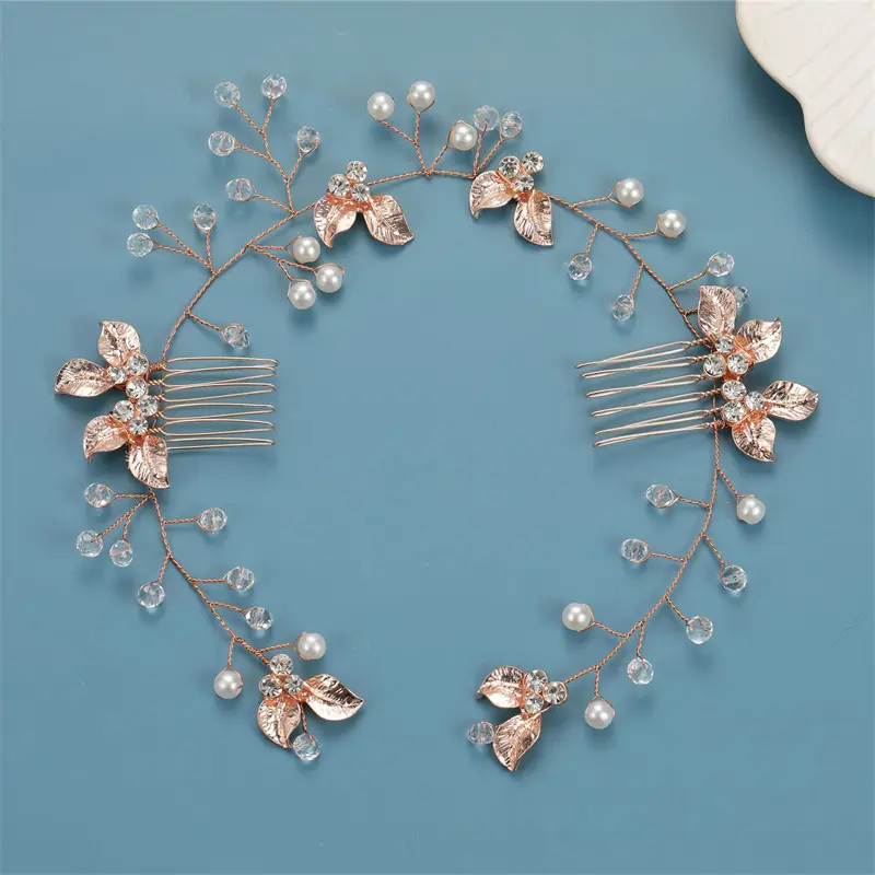 Women Flower Comb Headwear Wedding Hair Accessories Fashion Shaped  Bride Insert Hair Clip Jewelry Fashion Headwears