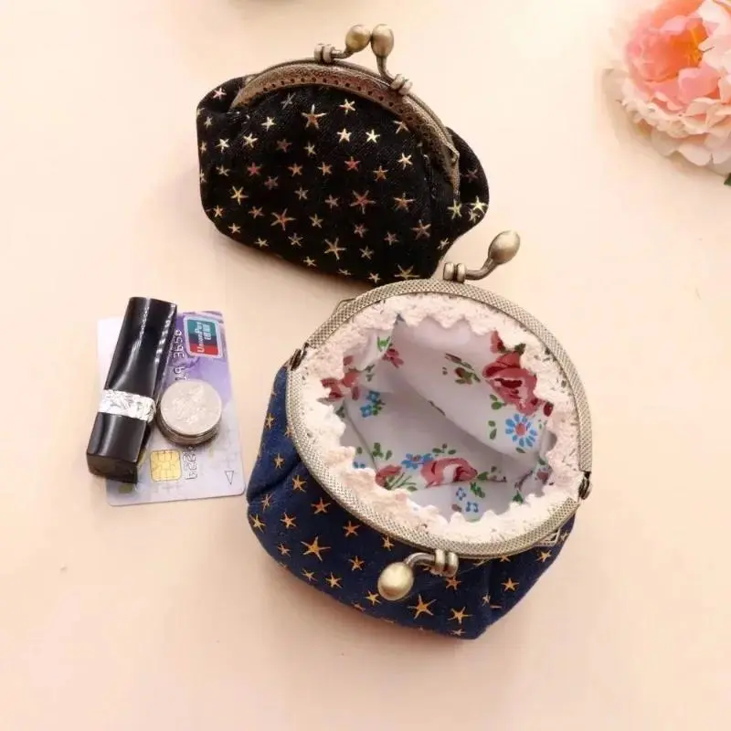 2025 NewPractical Coin Purse Denim Change Pouch Wallets Buckle with Kisslock Clasp Holder Clutch Handbags