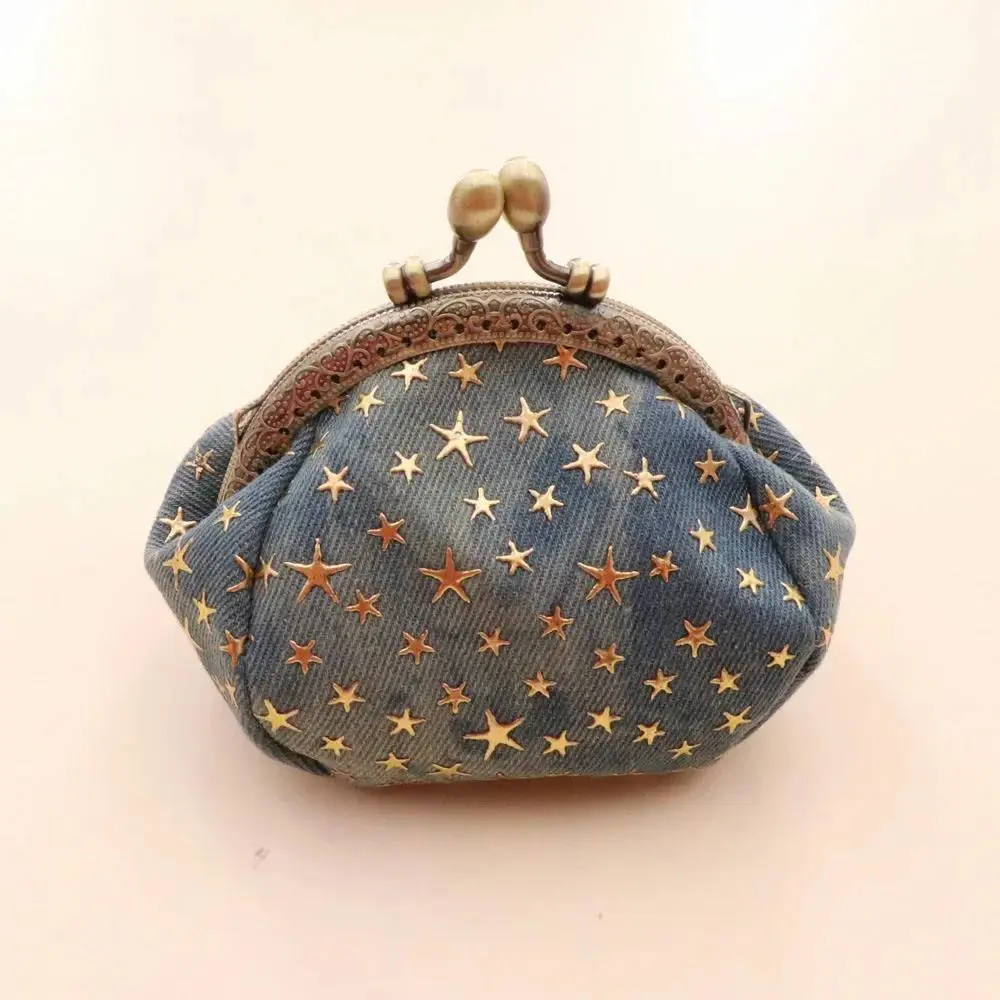 2025 NewPractical Coin Purse Denim Change Pouch Wallets Buckle with Kisslock Clasp Holder Clutch Handbags