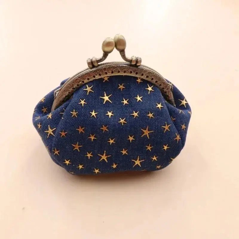 2025 NewPractical Coin Purse Denim Change Pouch Wallets Buckle with Kisslock Clasp Holder Clutch Handbags
