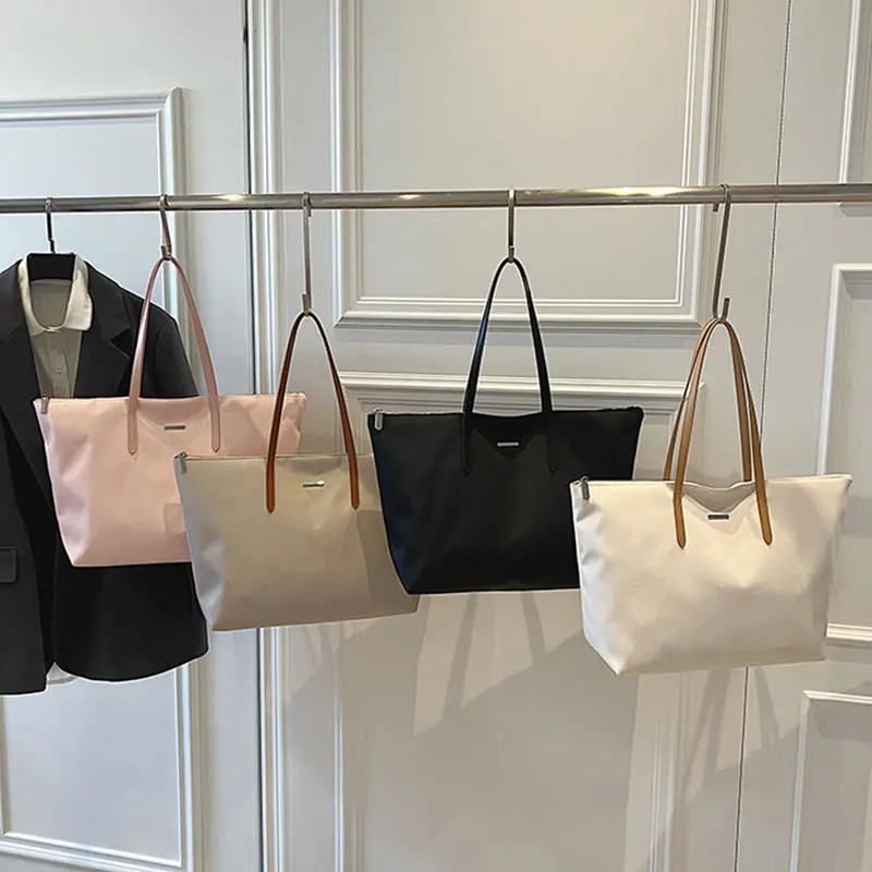 Large Capacity Waterproof Commuter Tote Bag Design Women's Handbag French Style Horizontal L Shape Shopping Ba