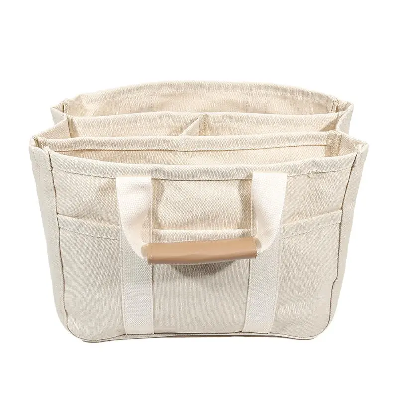 Women's Casual Canvas Handbag Multi-pocket Large Capacity Tote Bag Adjustable Shoulder Strap Shopper Female