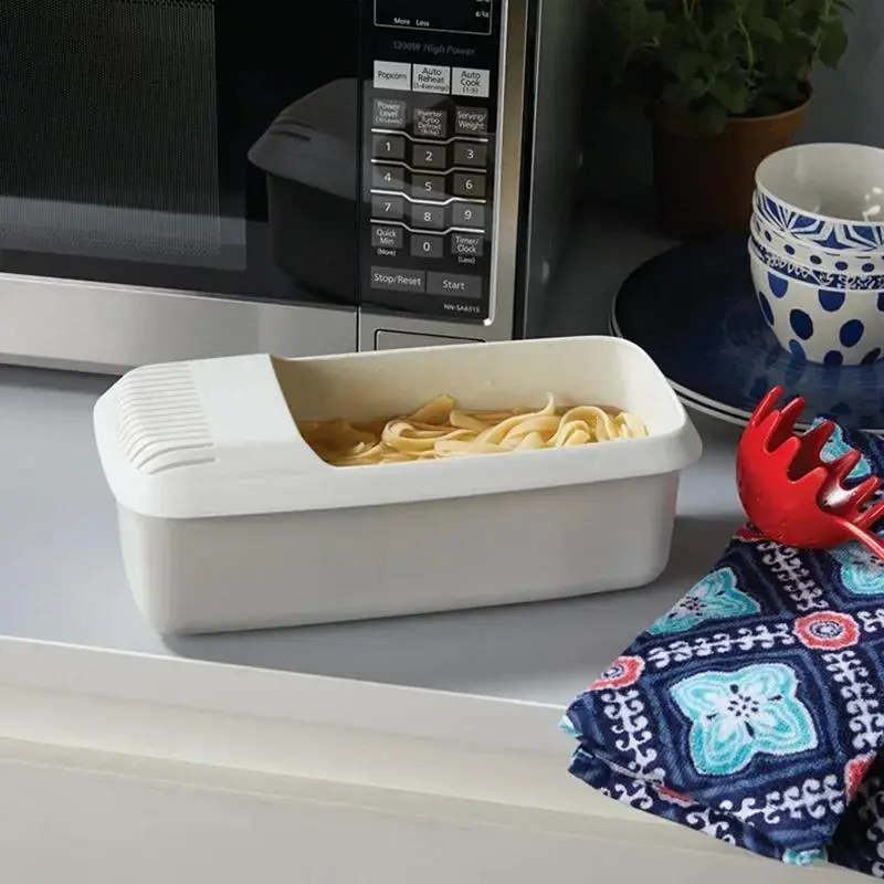 2025 NewMicrowave Pasta Cooker with Strainer Heat Resistant Boat Steamer Spaghetti Noodle Cooking Box Tool Kitchen Accessories